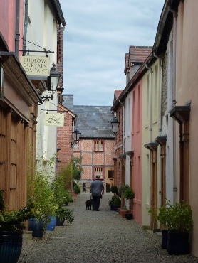 A narrow lane within the town of Ludlow.